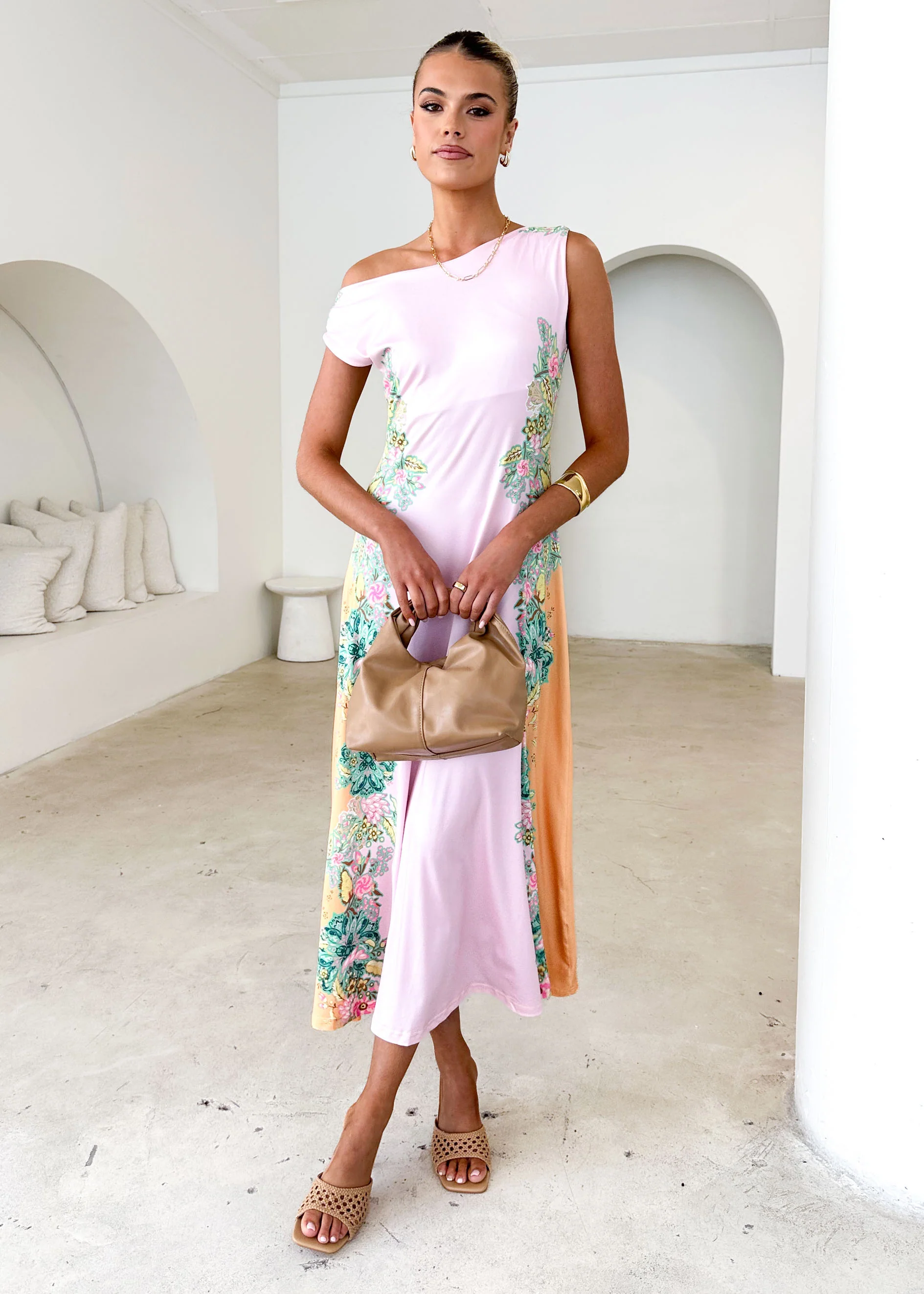 Blossom One Shoulder Maxi Dress - Pink Gia - Image 2