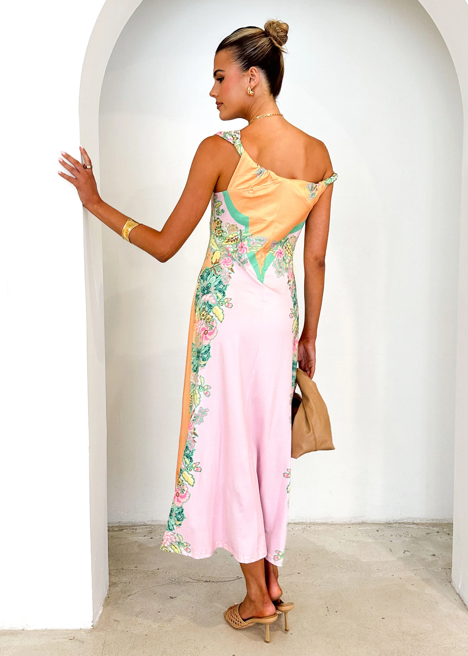 Blossom One Shoulder Maxi Dress - Pink Gia - Image 5