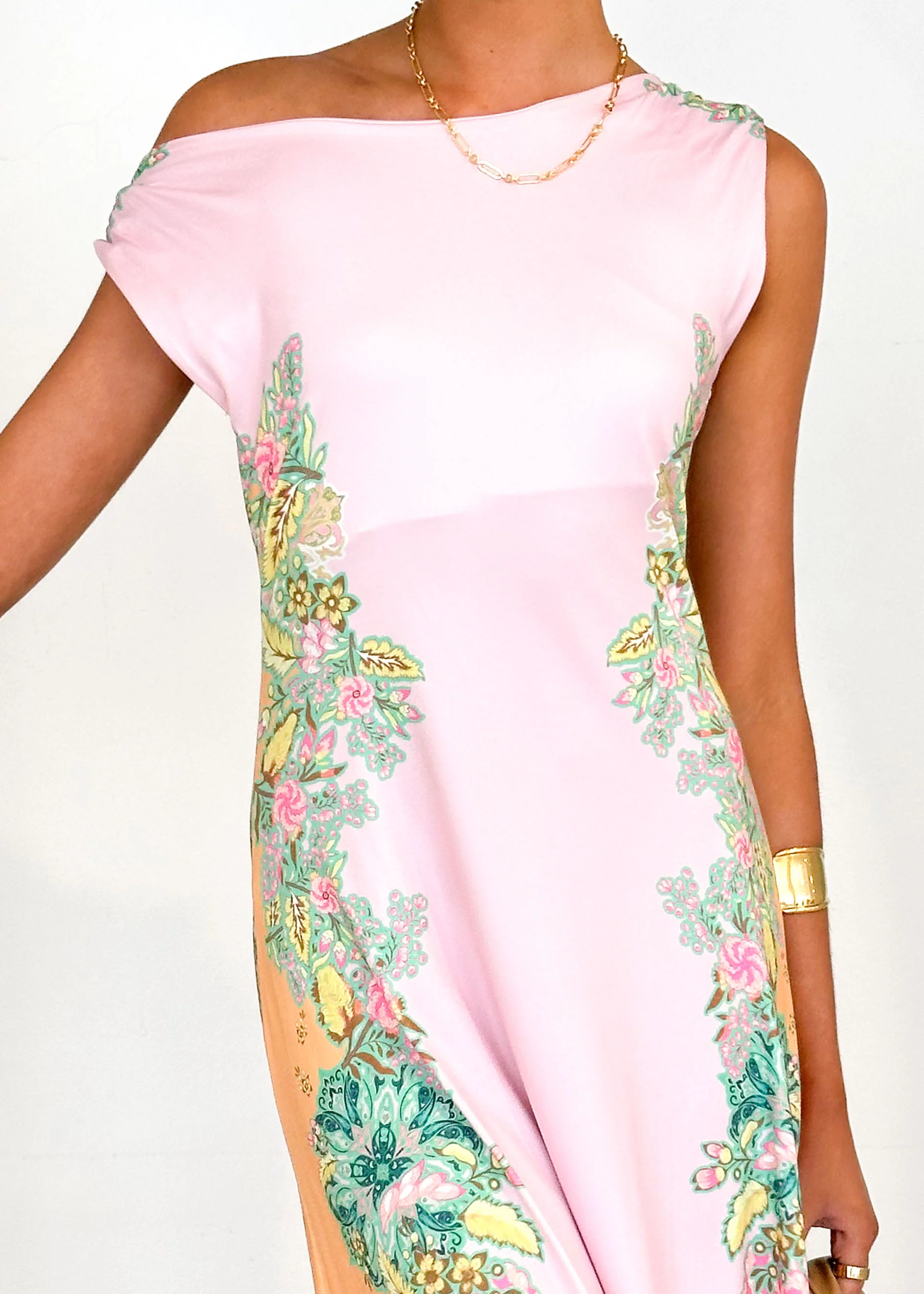 Blossom One Shoulder Maxi Dress - Pink Gia - Image 6