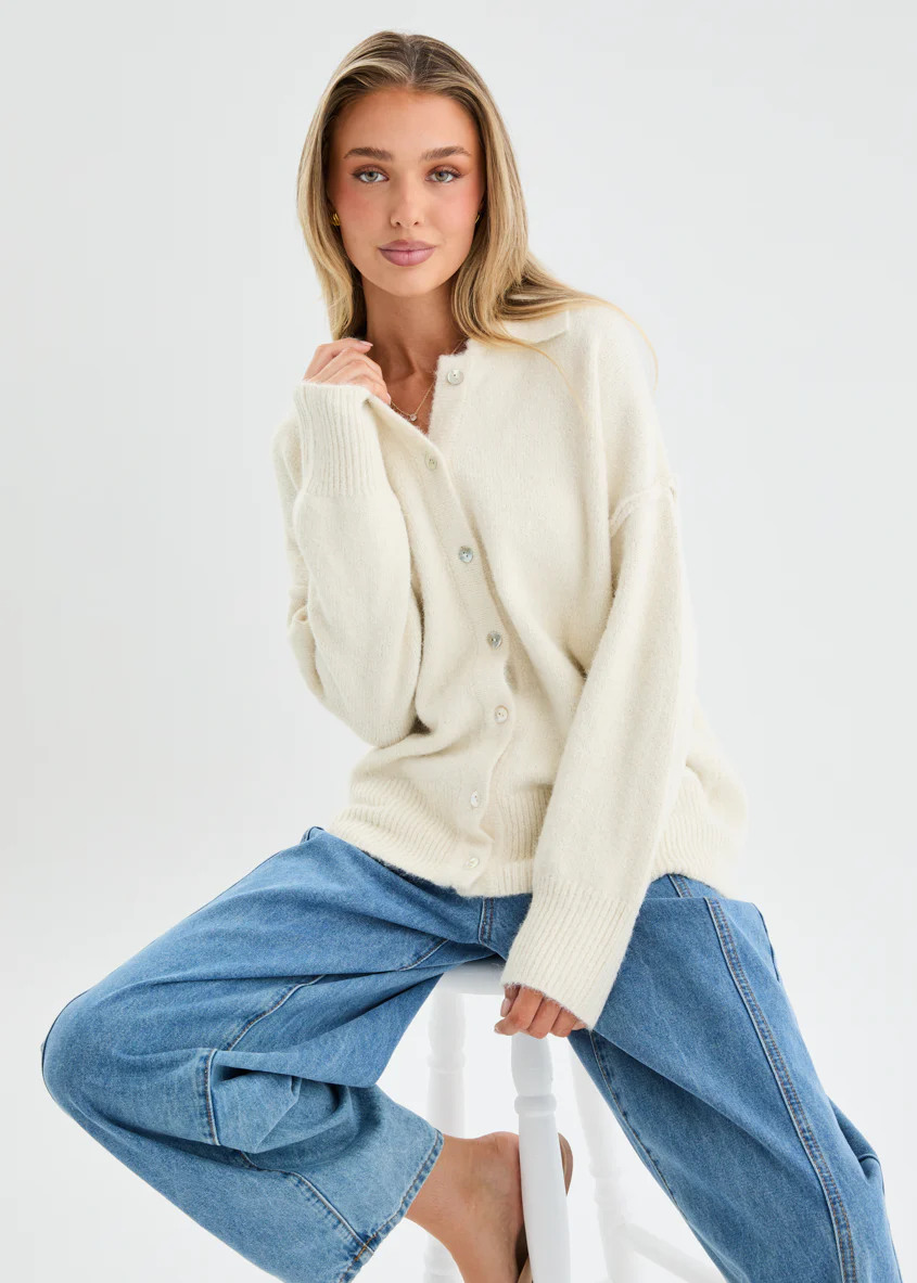 Brandie Knit Cardigan - Cream - Image 2