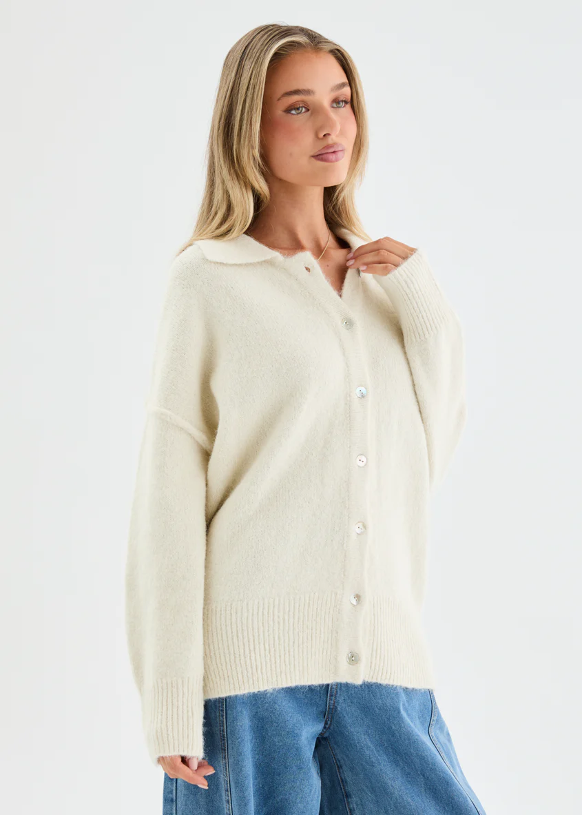 Brandie Knit Cardigan - Cream - Image 3