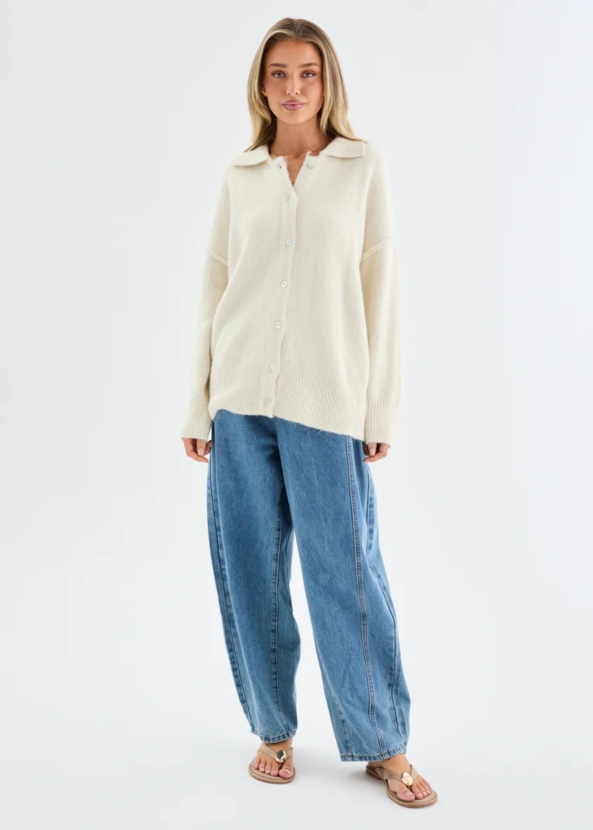 Brandie Knit Cardigan - Cream - Image 5