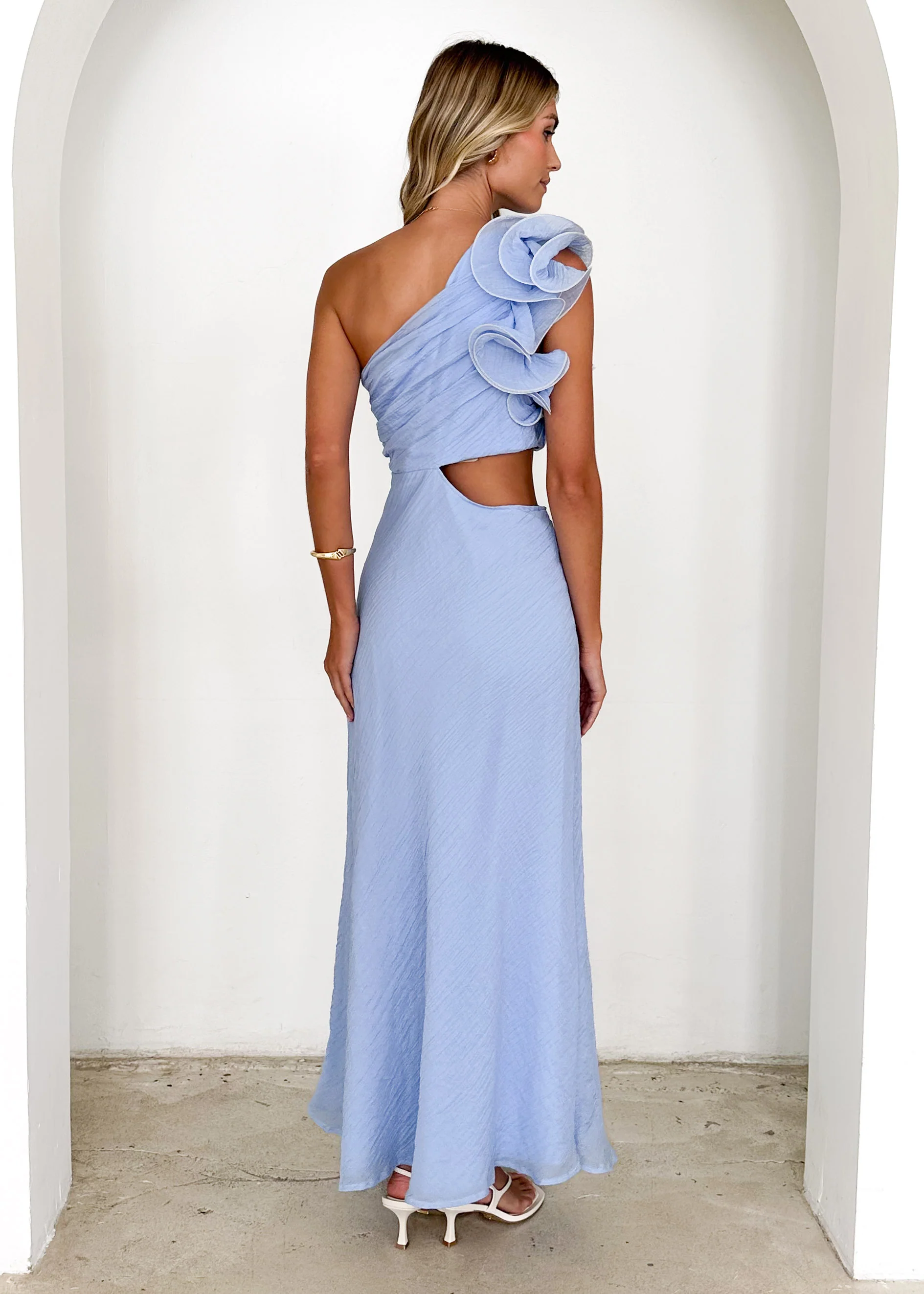 Britt One Shoulder Maxi Dress - Sky Blue - Image 7