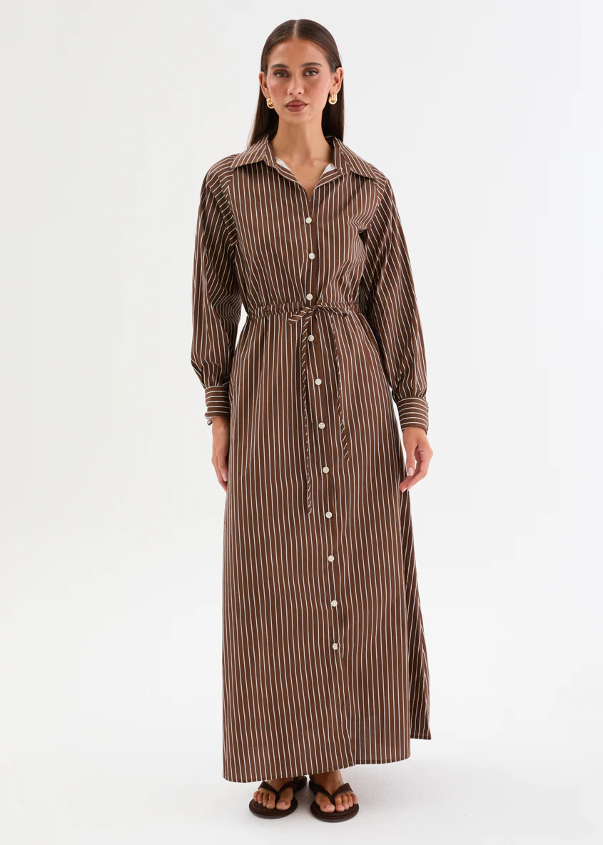 Bronwin Maxi Dress - Chocolate Stripe