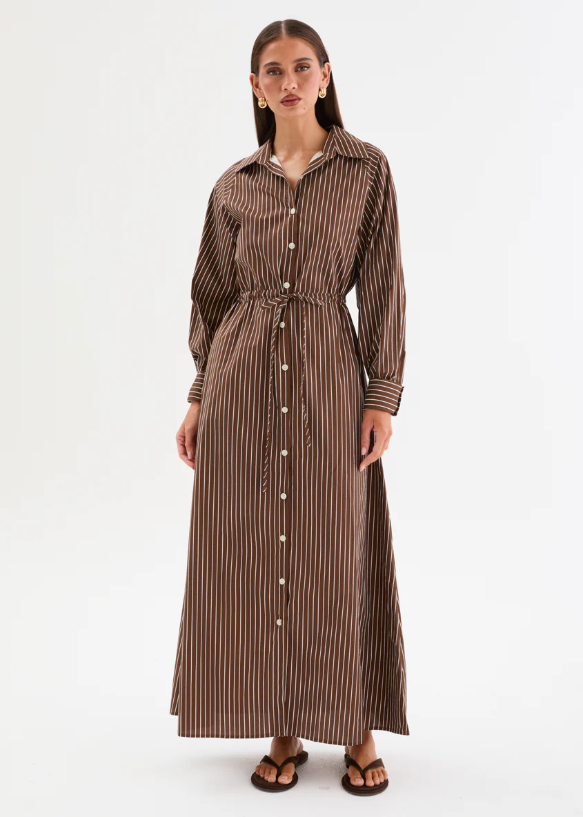 Bronwin Maxi Dress - Chocolate Stripe - Image 4