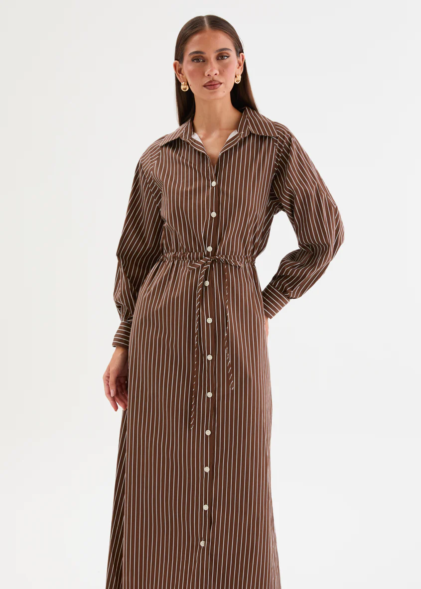 Bronwin Maxi Dress - Chocolate Stripe - Image 5
