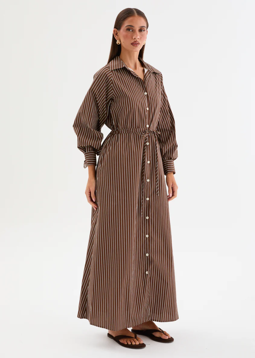 Bronwin Maxi Dress - Chocolate Stripe - Image 6