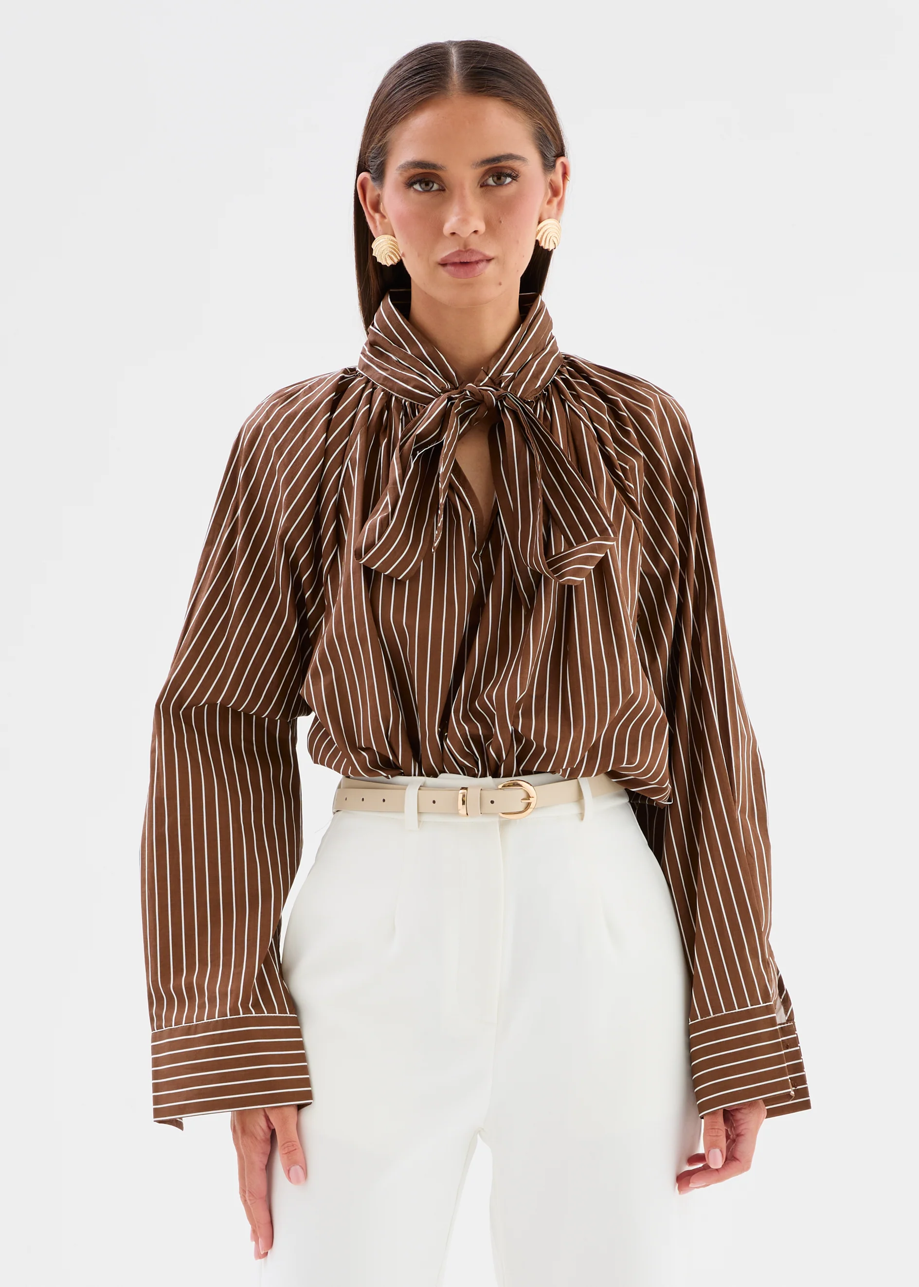 Brooklynn Blouse - Chocolate Stripe