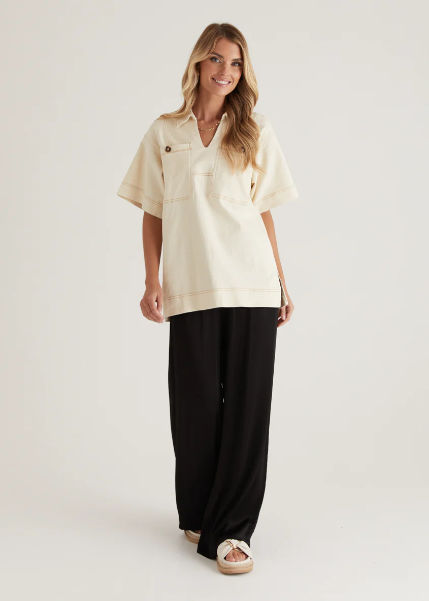 Caden Denim Shirt - Cream - Image 5