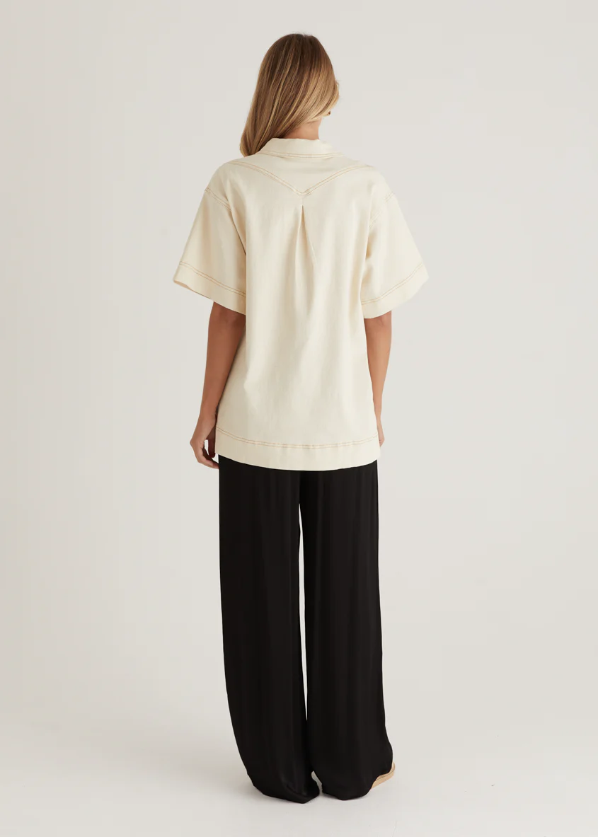 Caden Denim Shirt - Cream - Image 7