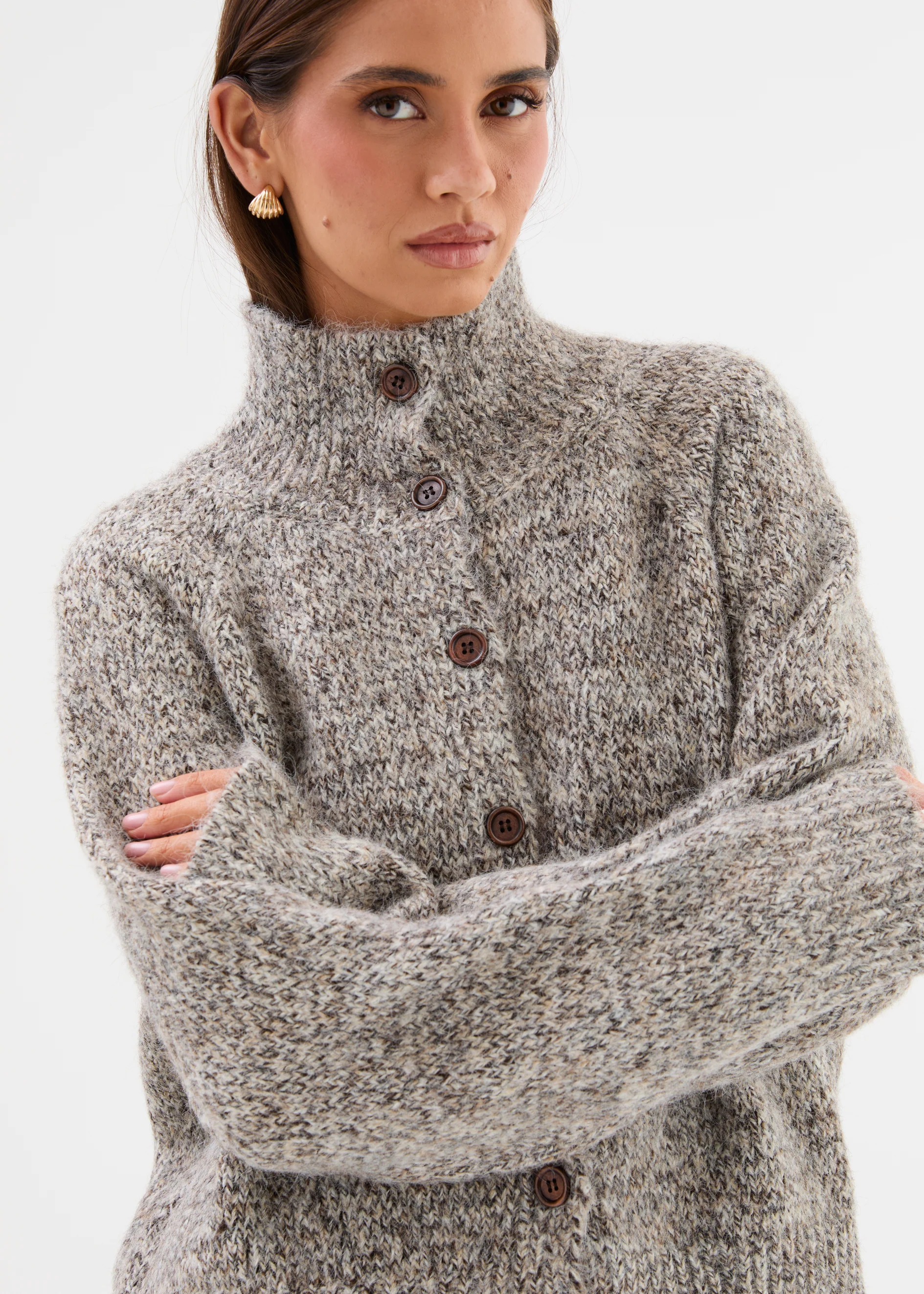 Caliana Knit Cardigan - Coconut Marle - Image 7
