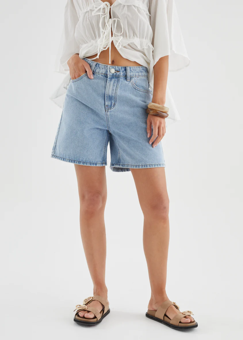 Calley Denim Shorts - Light Blue - Image 2