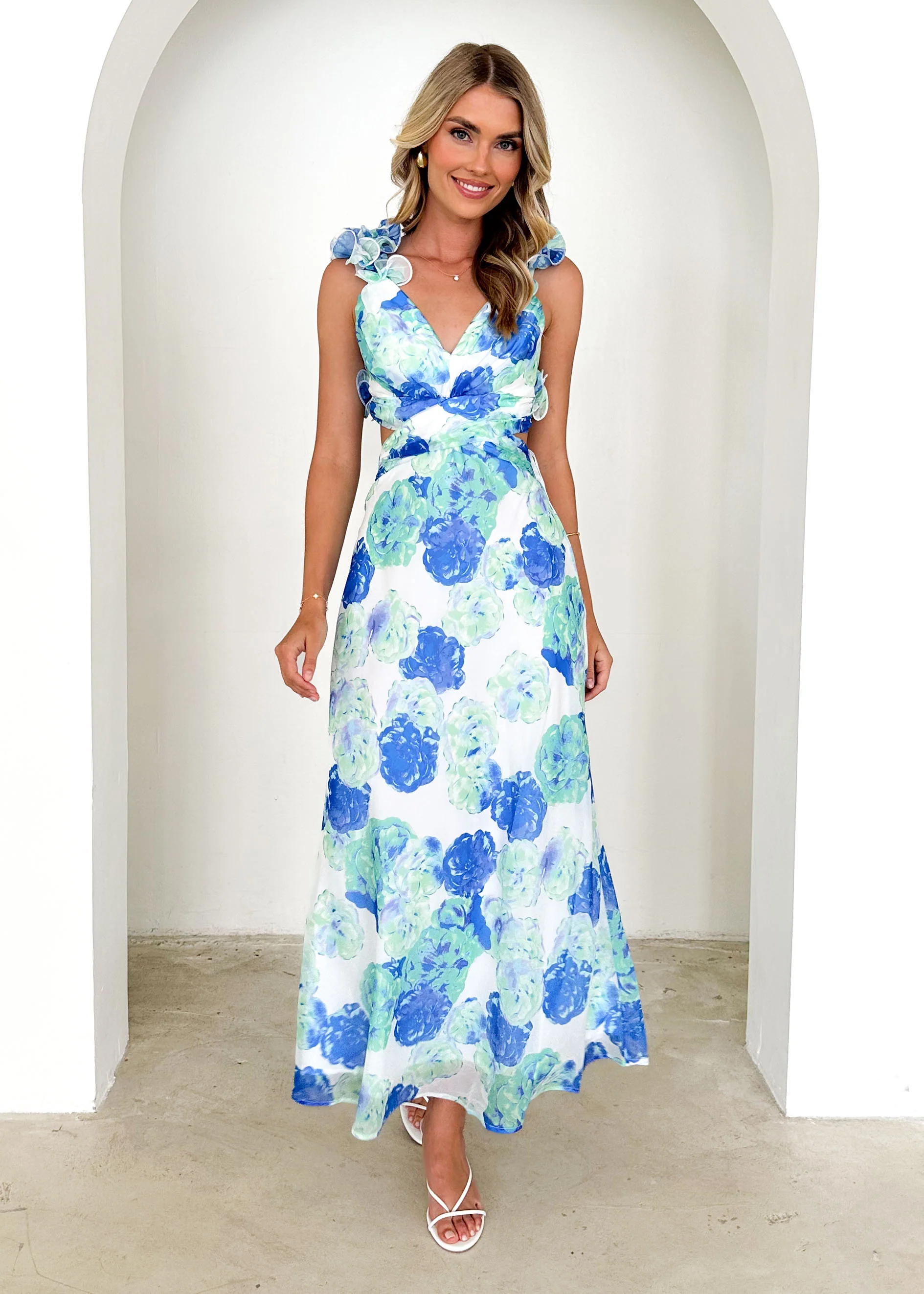 Caribe Midi Dress - Blue Floral - Image 5