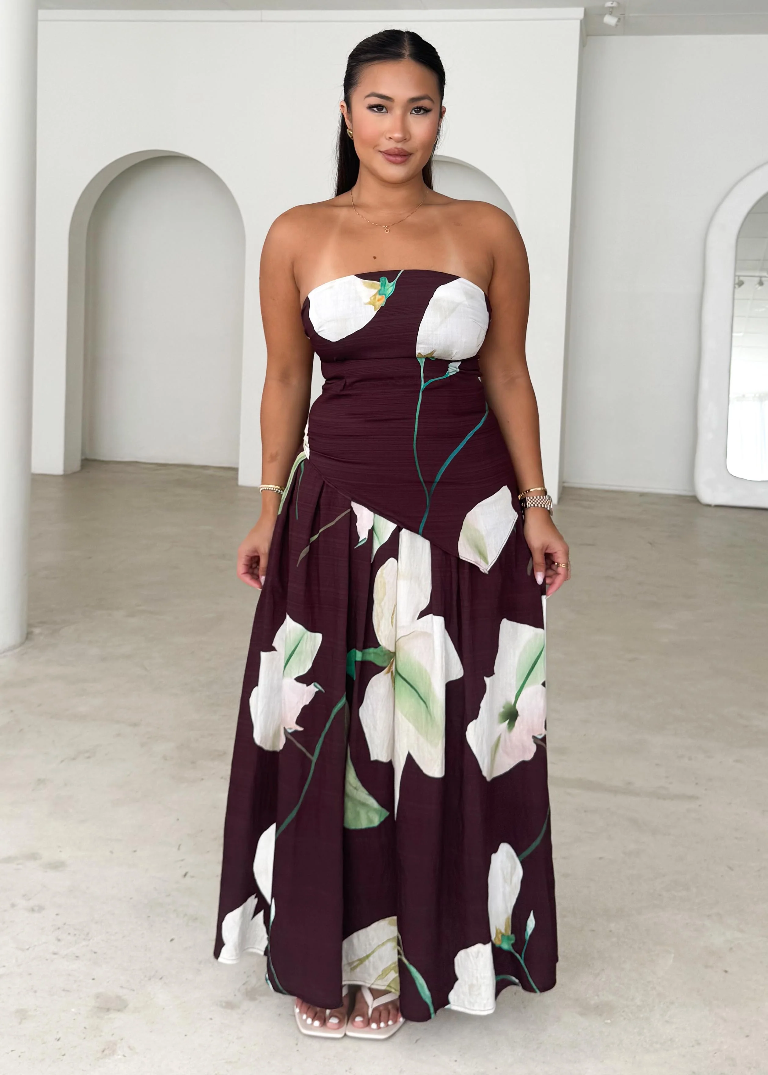 Carie Strapless Top - Burgundy Calla Lily - Image 2