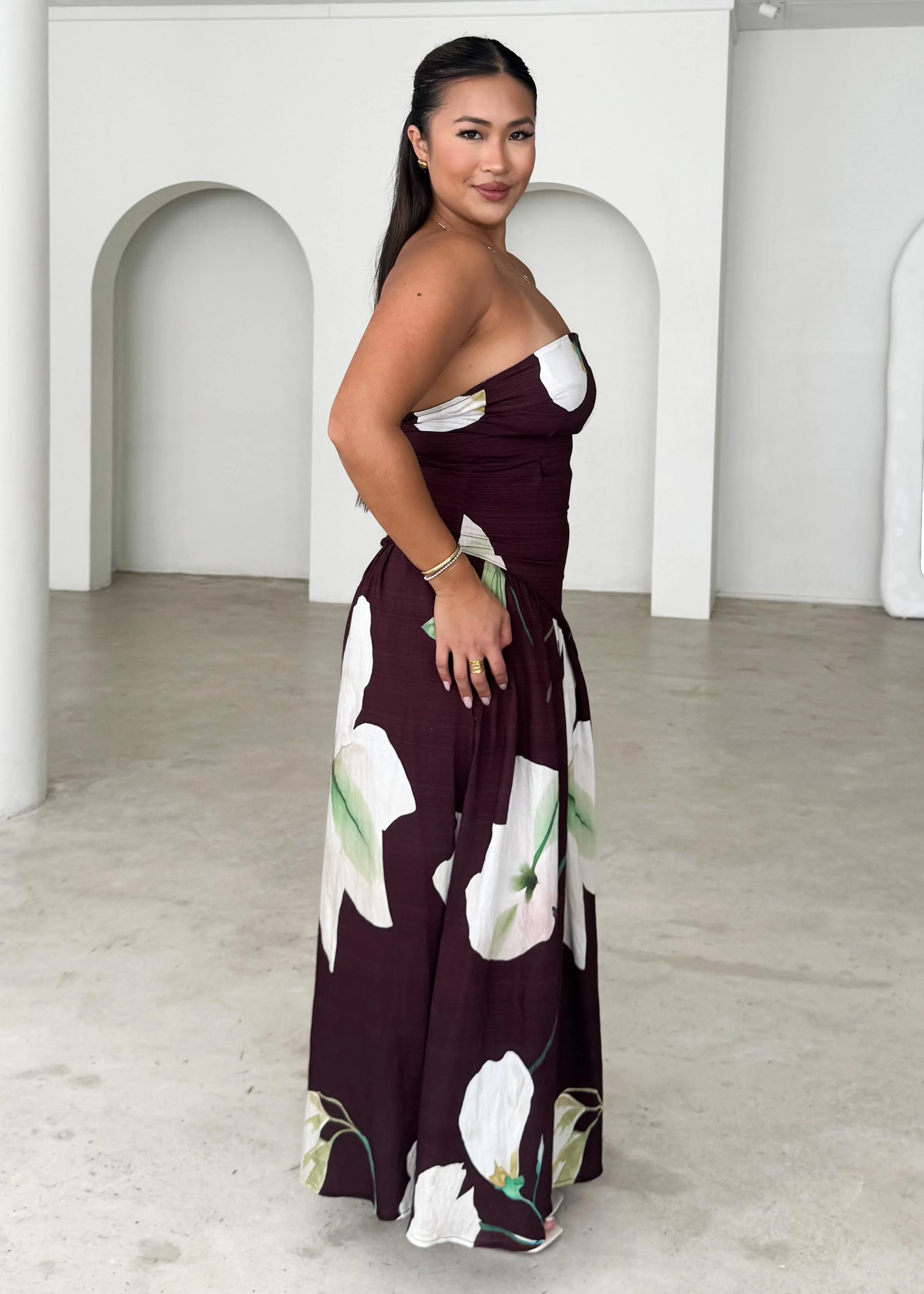Carie Strapless Top - Burgundy Calla Lily - Image 4