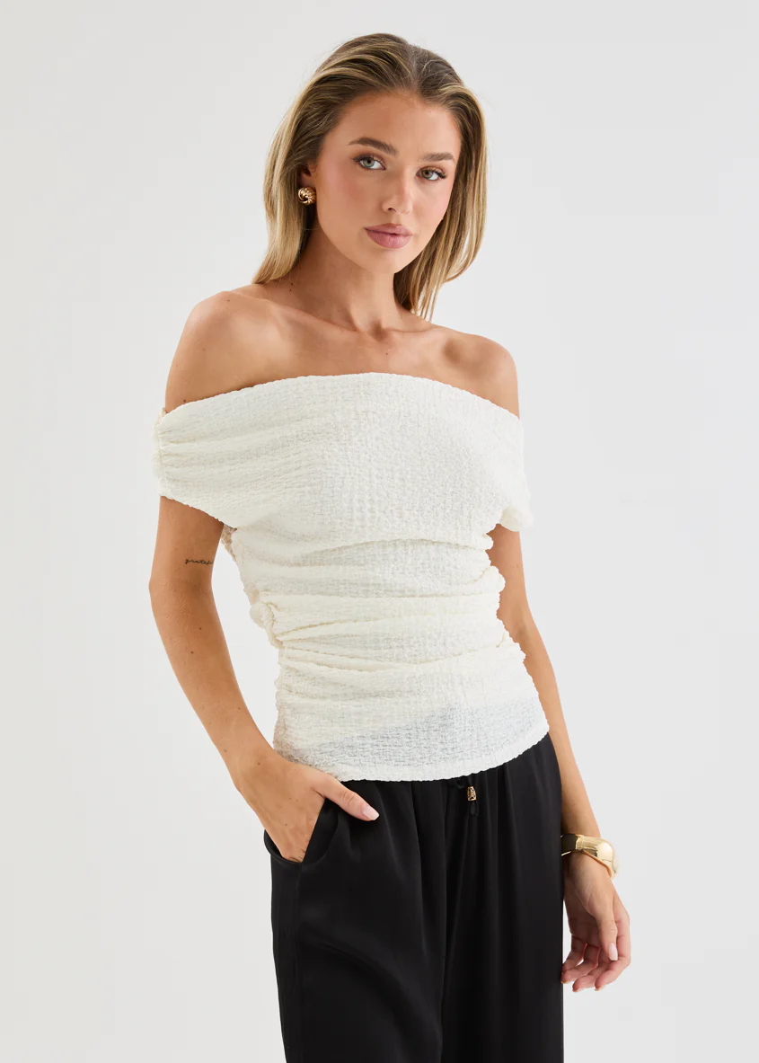 Carlina Off Shoulder Top - Off White - Image 5