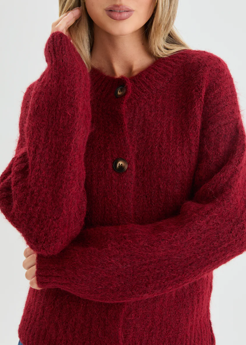 Carlisha Knit Cardigan - Raspberry Red - Image 8