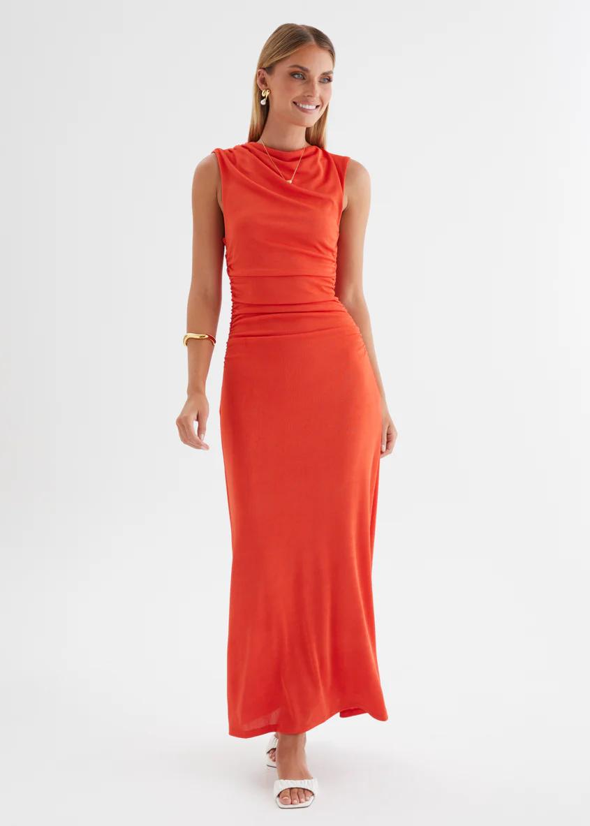 Carly Midi Dress - Tangerine - Image 10
