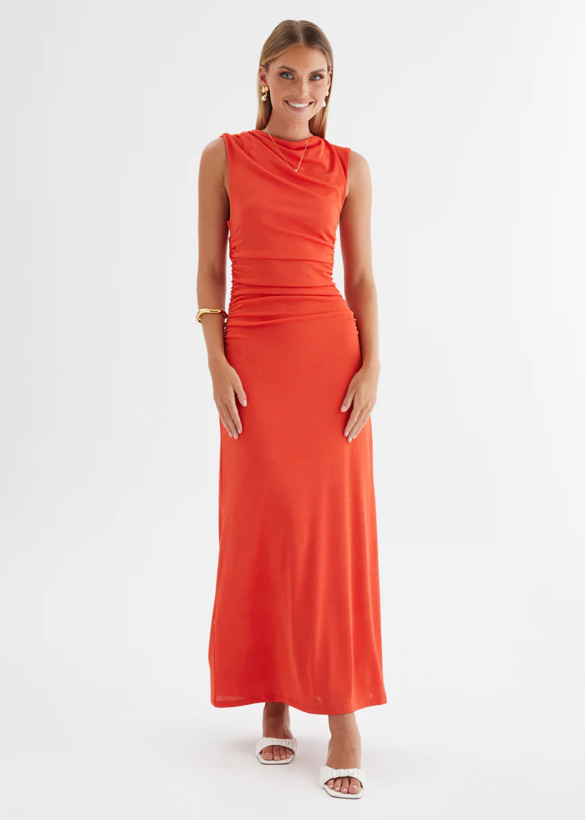 Carly Midi Dress - Tangerine - Image 12