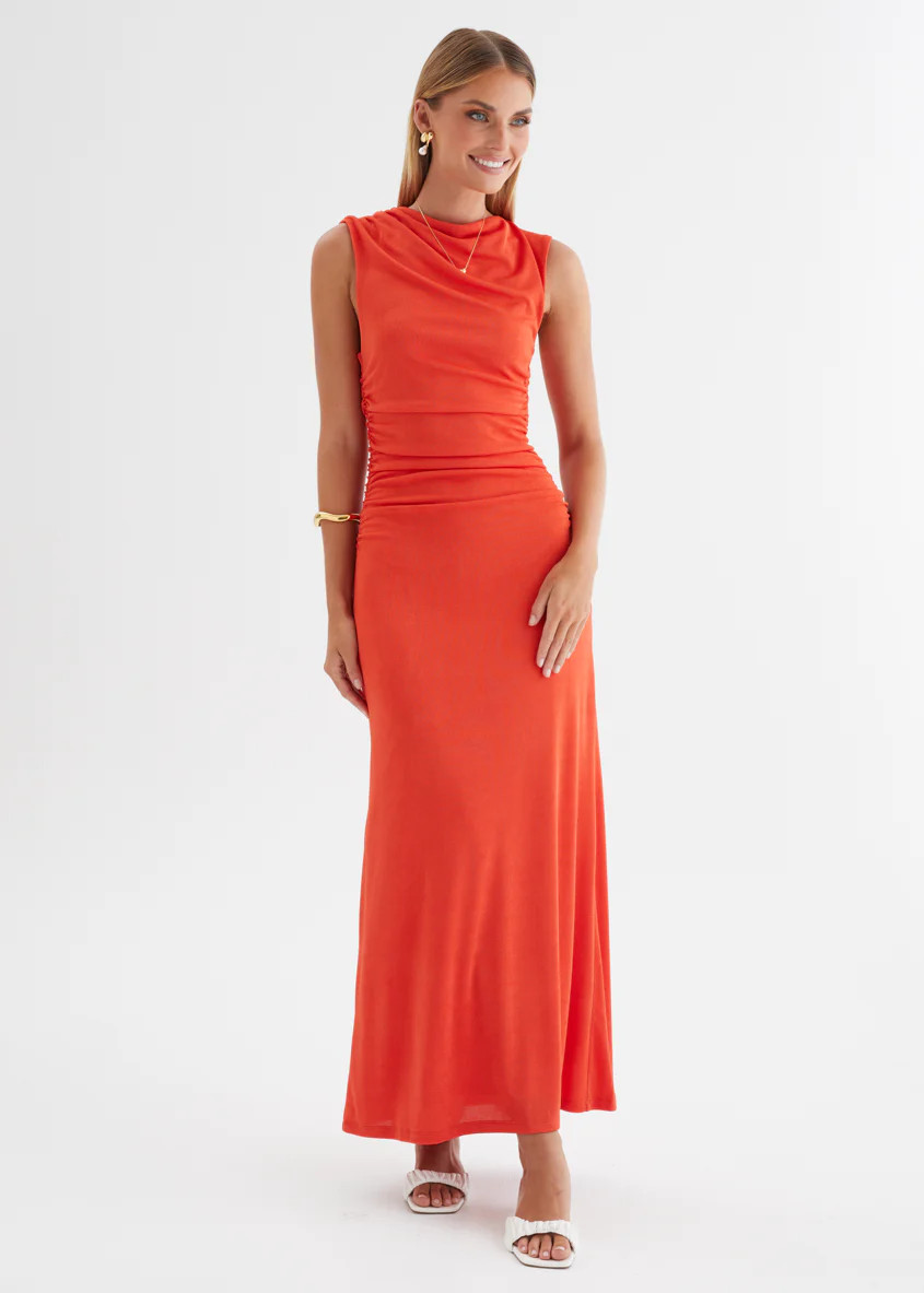 Carly Midi Dress - Tangerine - Image 13