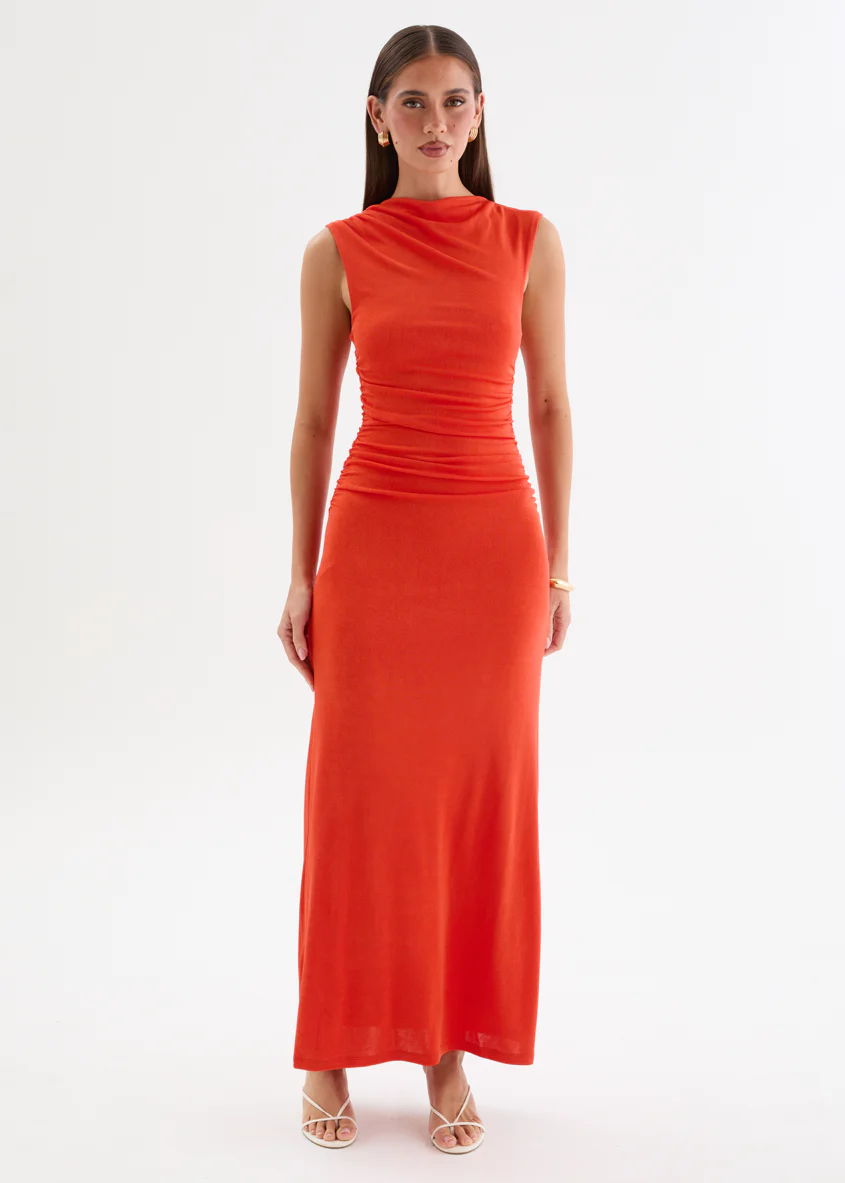 Carly Midi Dress - Tangerine - Image 3
