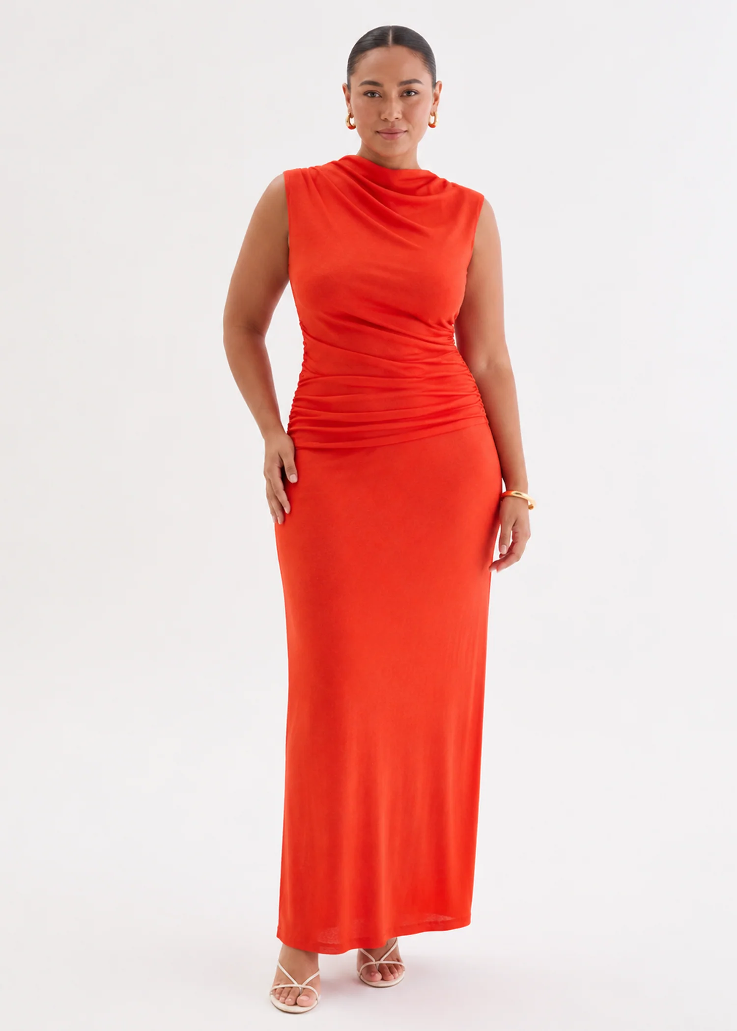 Carly Midi Dress - Tangerine - Image 5