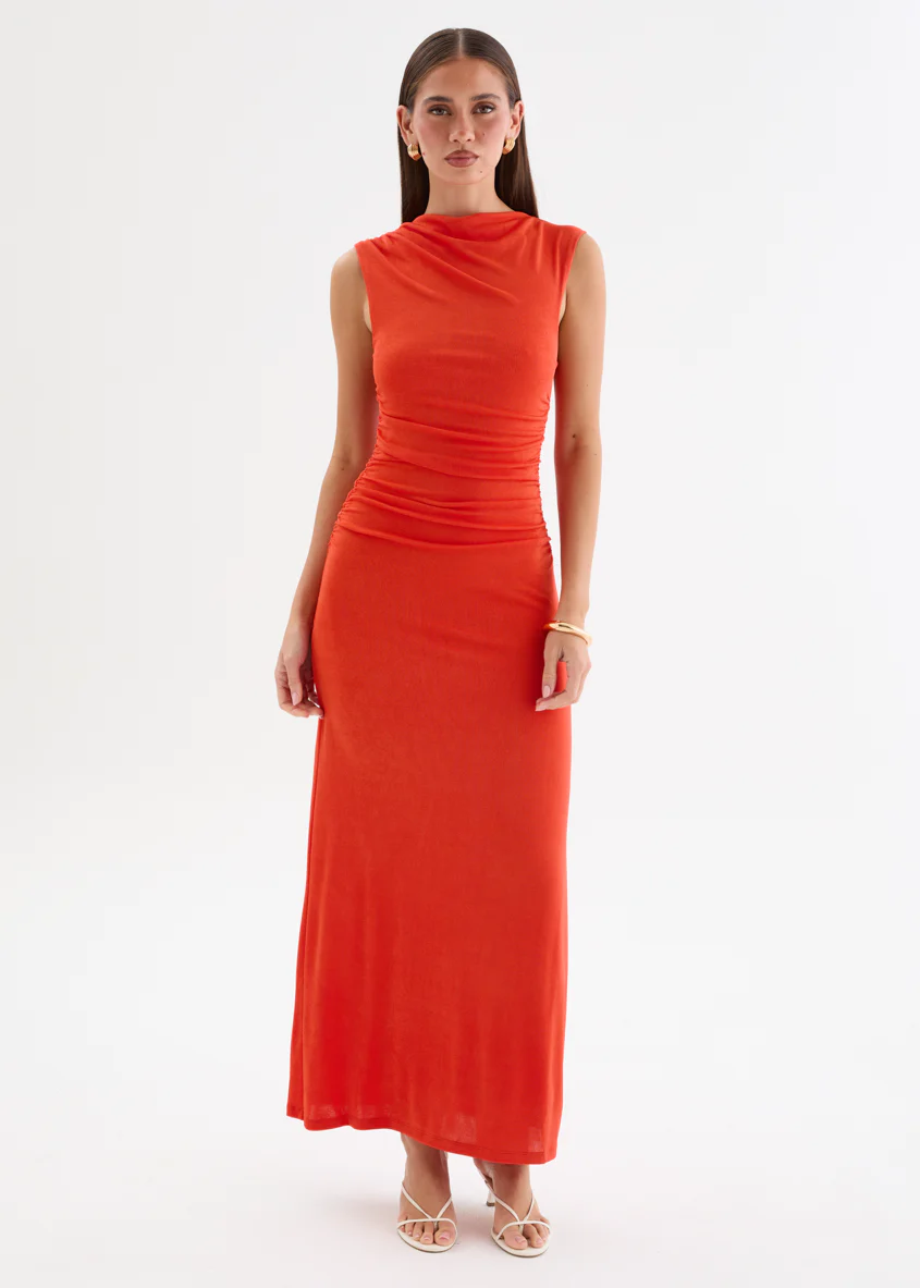 Carly Midi Dress - Tangerine - Image 6