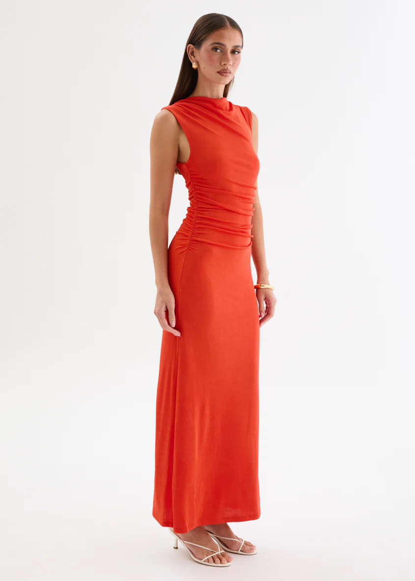 Carly Midi Dress - Tangerine - Image 7
