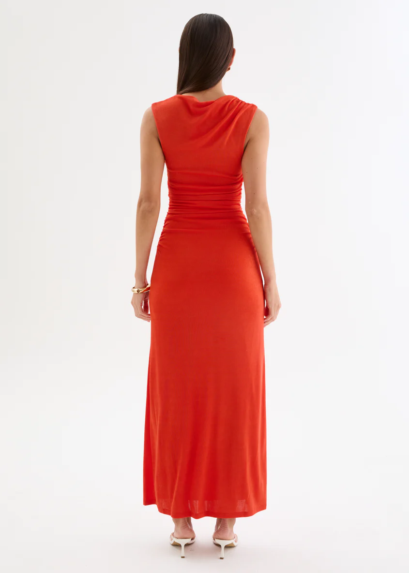 Carly Midi Dress - Tangerine - Image 8