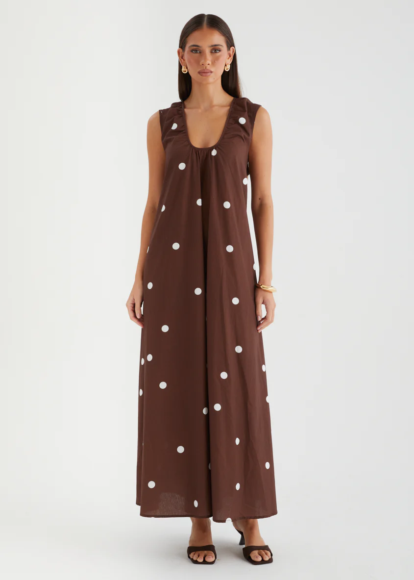 Casandra Maxi Dress - Chocolate Polka - Image 2
