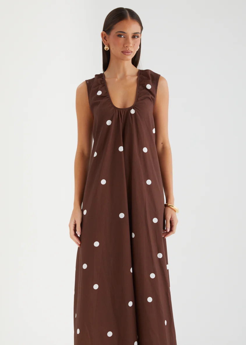 Casandra Maxi Dress - Chocolate Polka - Image 3