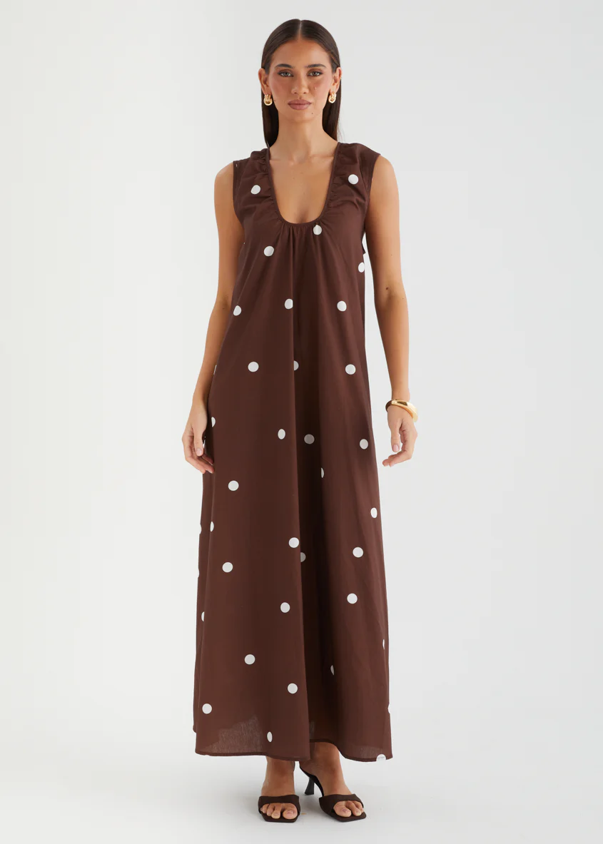 Casandra Maxi Dress - Chocolate Polka - Image 4