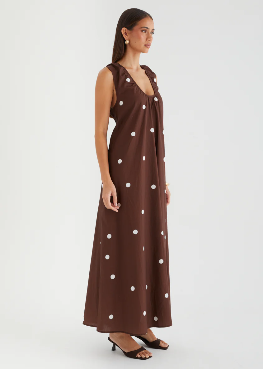 Casandra Maxi Dress - Chocolate Polka - Image 5