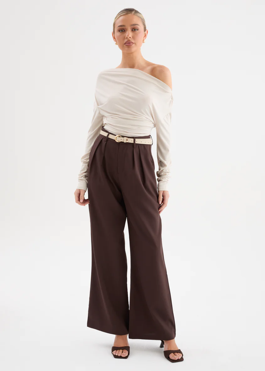 Cassandra Drop Shoulder Top - Beige - Image 4