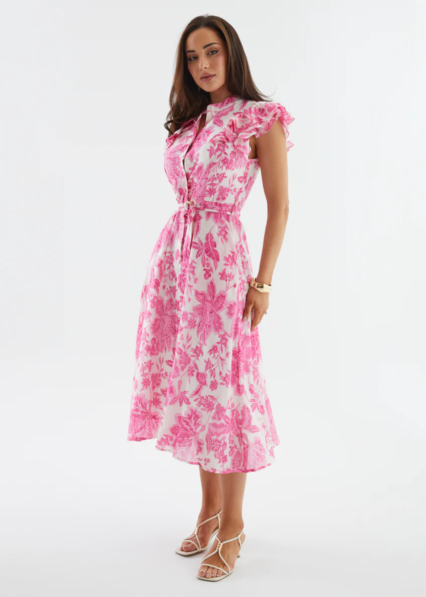 Cassia Midi Dress - Pink Bloom - Image 6