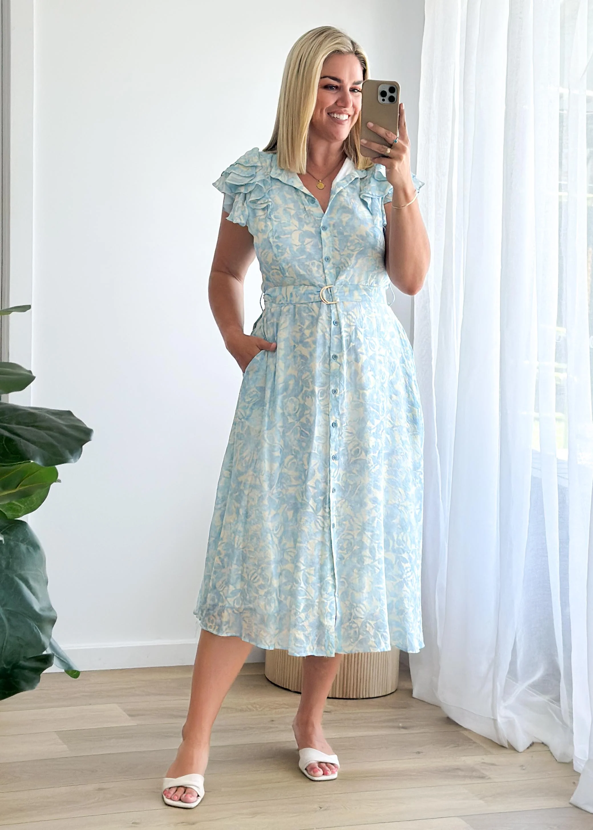 Cassia Midi Dress - Sky Blue Floral - Image 2