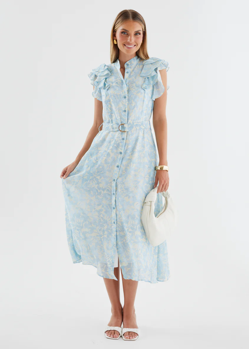 Cassia Midi Dress - Sky Blue Floral - Image 3