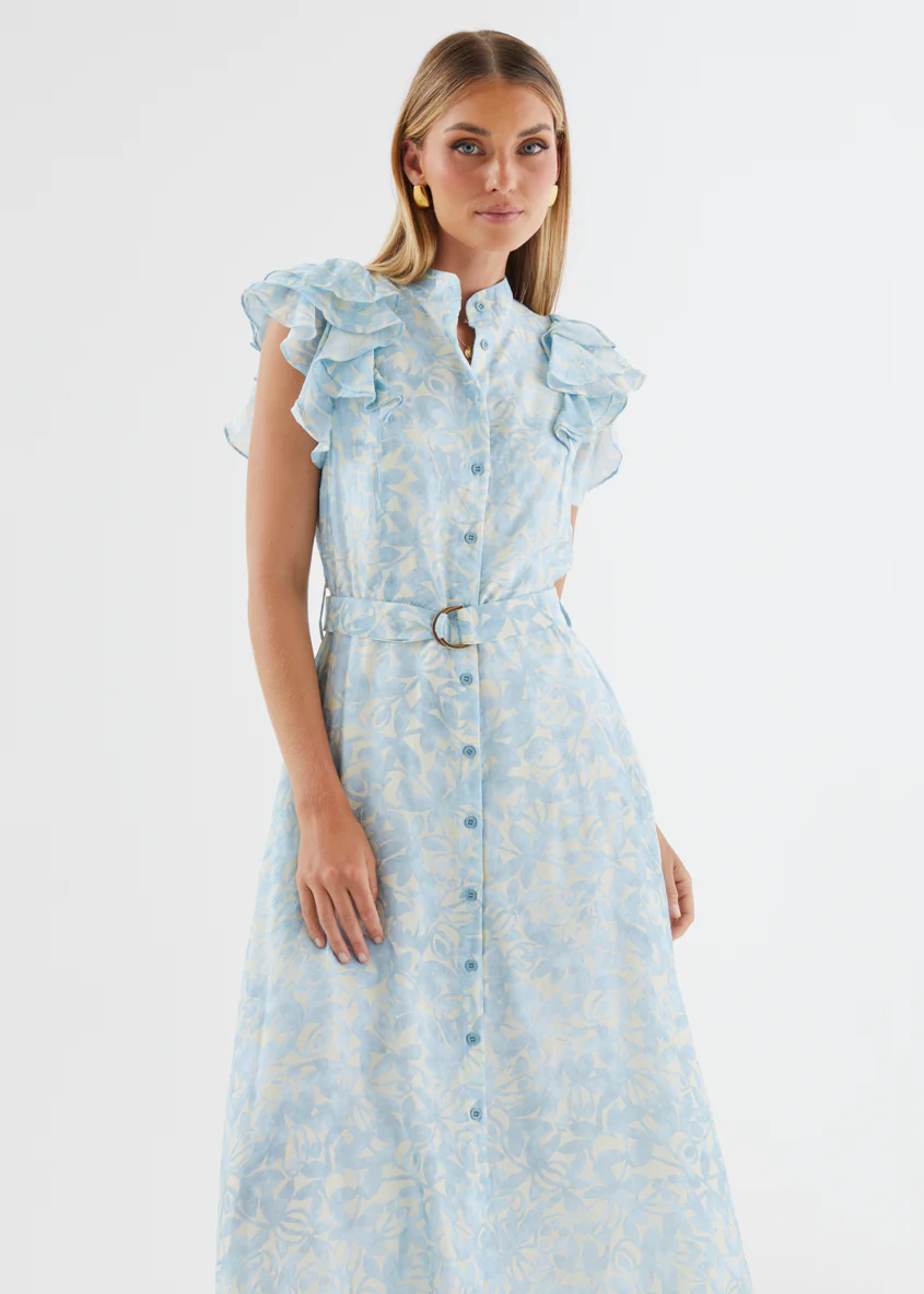 Cassia Midi Dress - Sky Blue Floral - Image 4