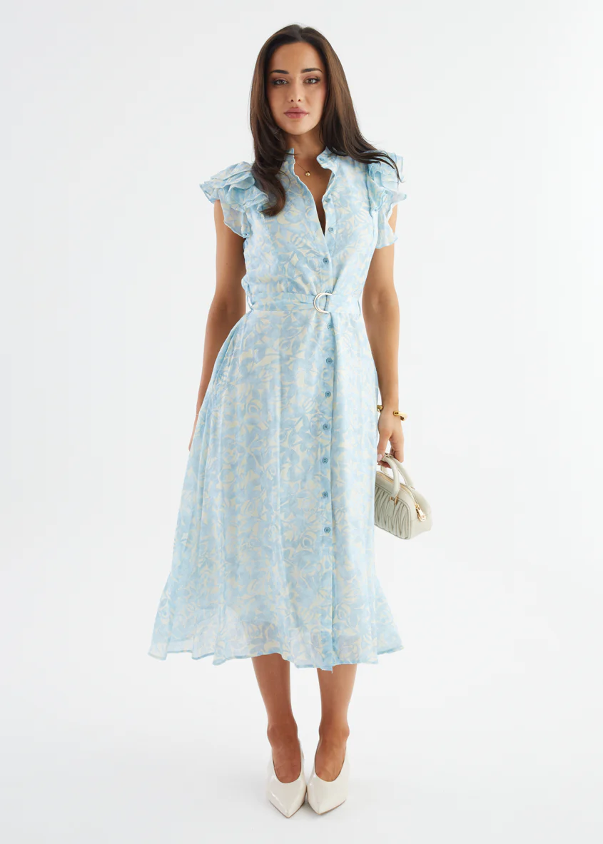 Cassia Midi Dress - Sky Blue Floral - Image 5