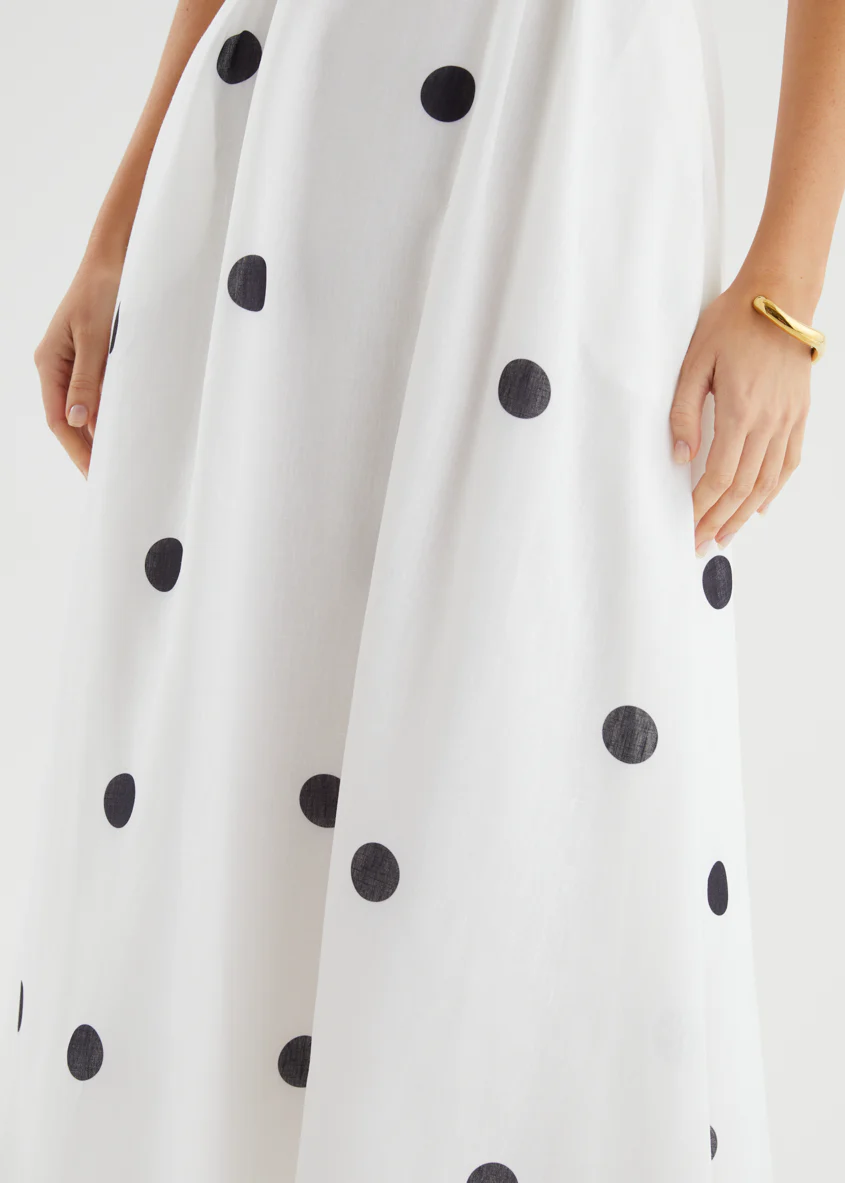 Charlee Strapless Midi Dress - White Polka - Image 9