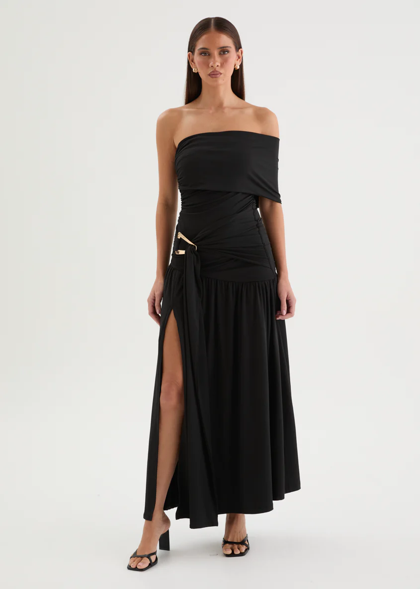 Charlotte Off Shoulder Maxi Dress - Black - Image 3