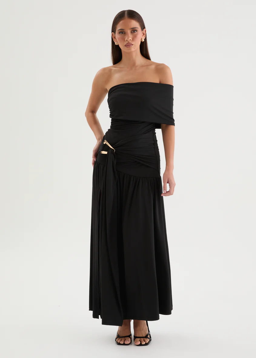 Charlotte Off Shoulder Maxi Dress - Black - Image 6