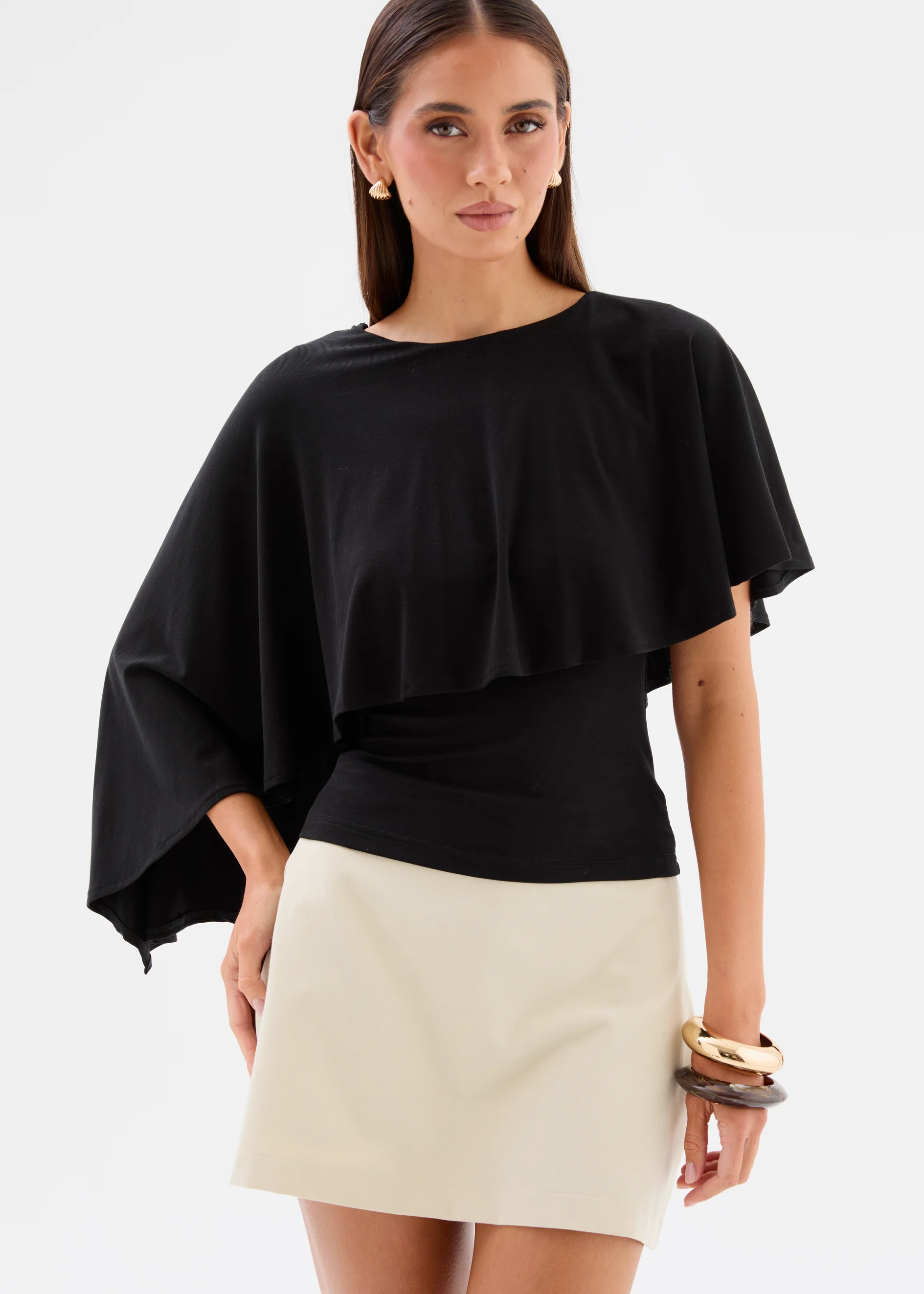 Clarince Cape Top - Black