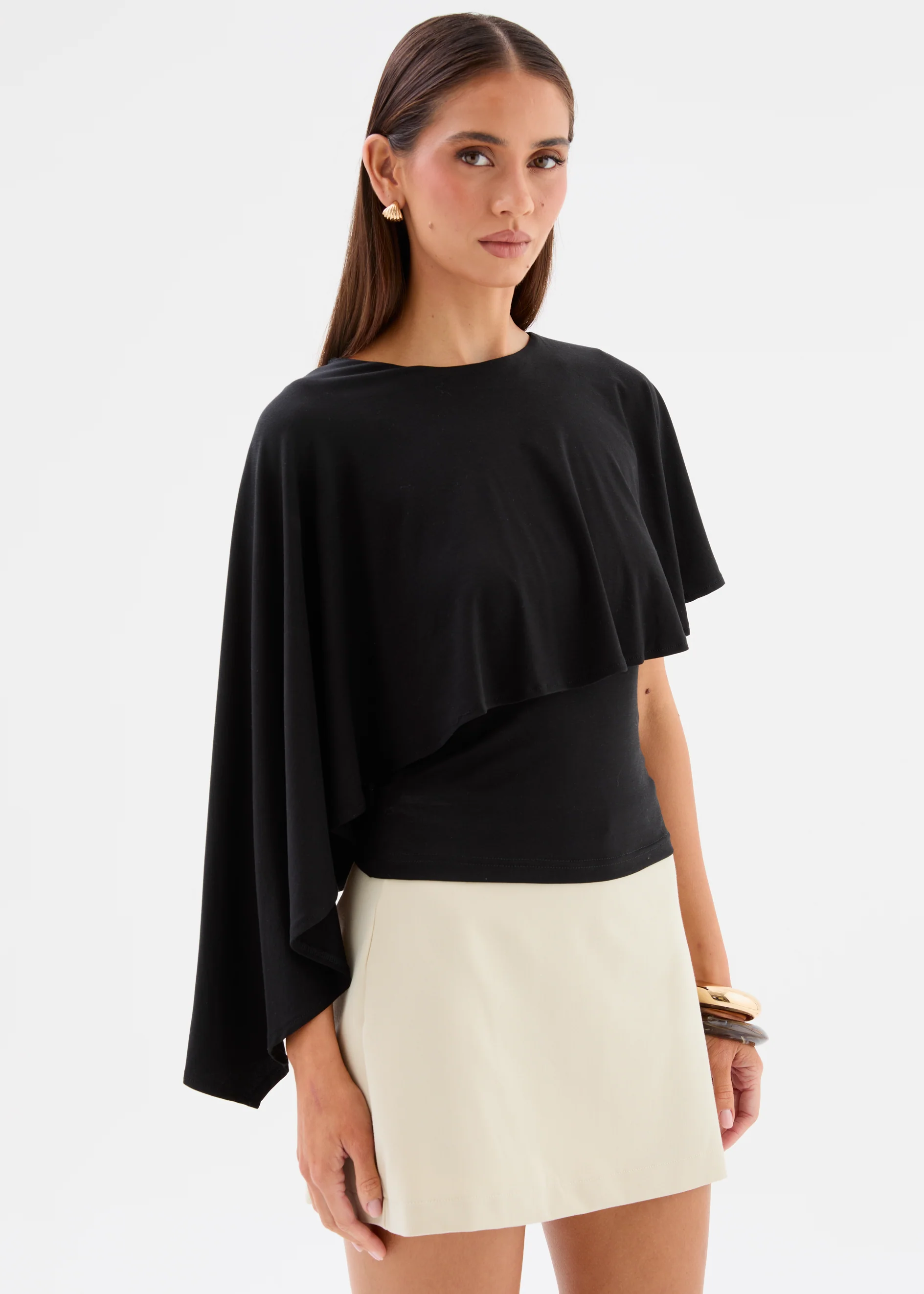 Clarince Cape Top - Black - Image 3