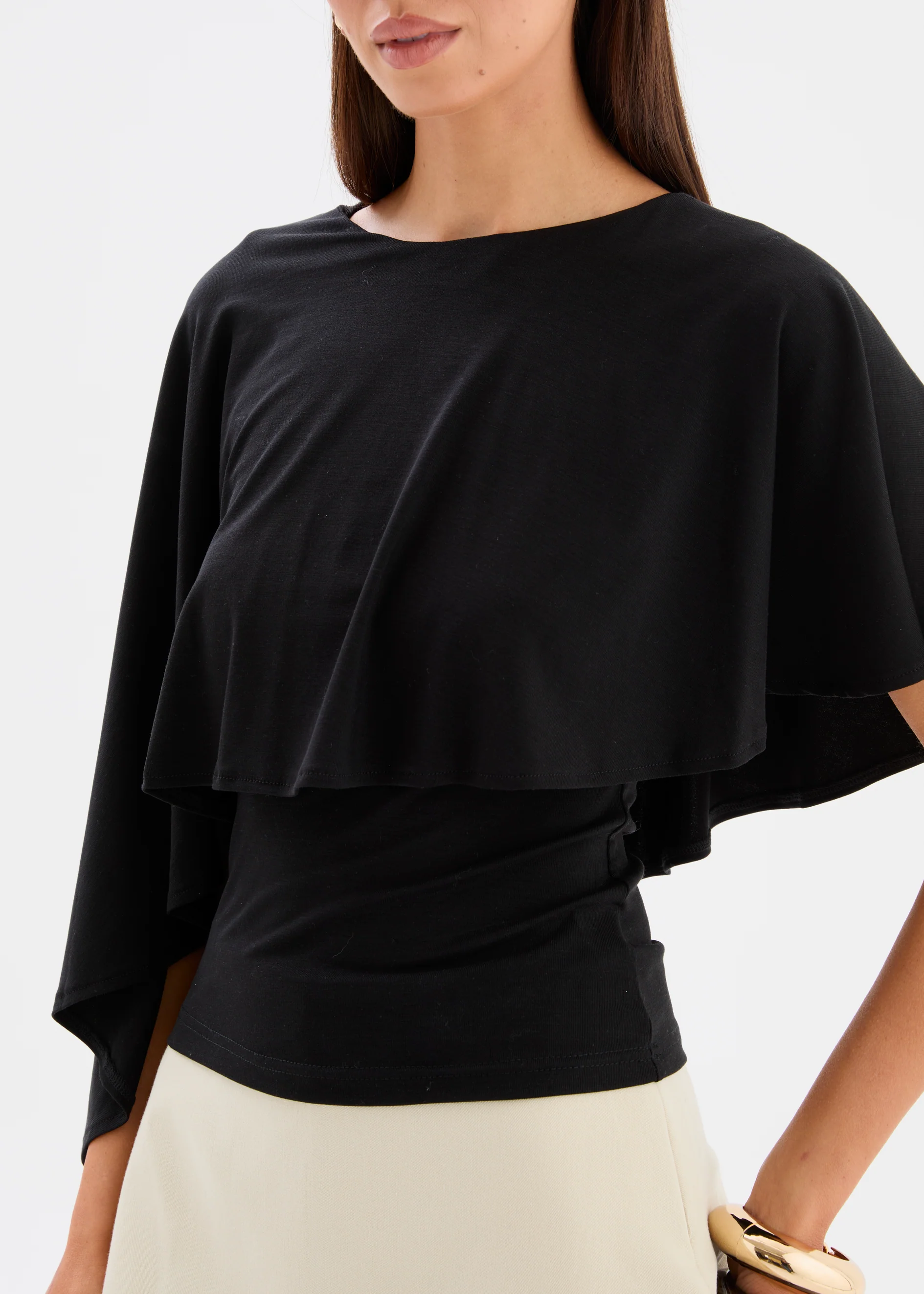 Clarince Cape Top - Black - Image 6