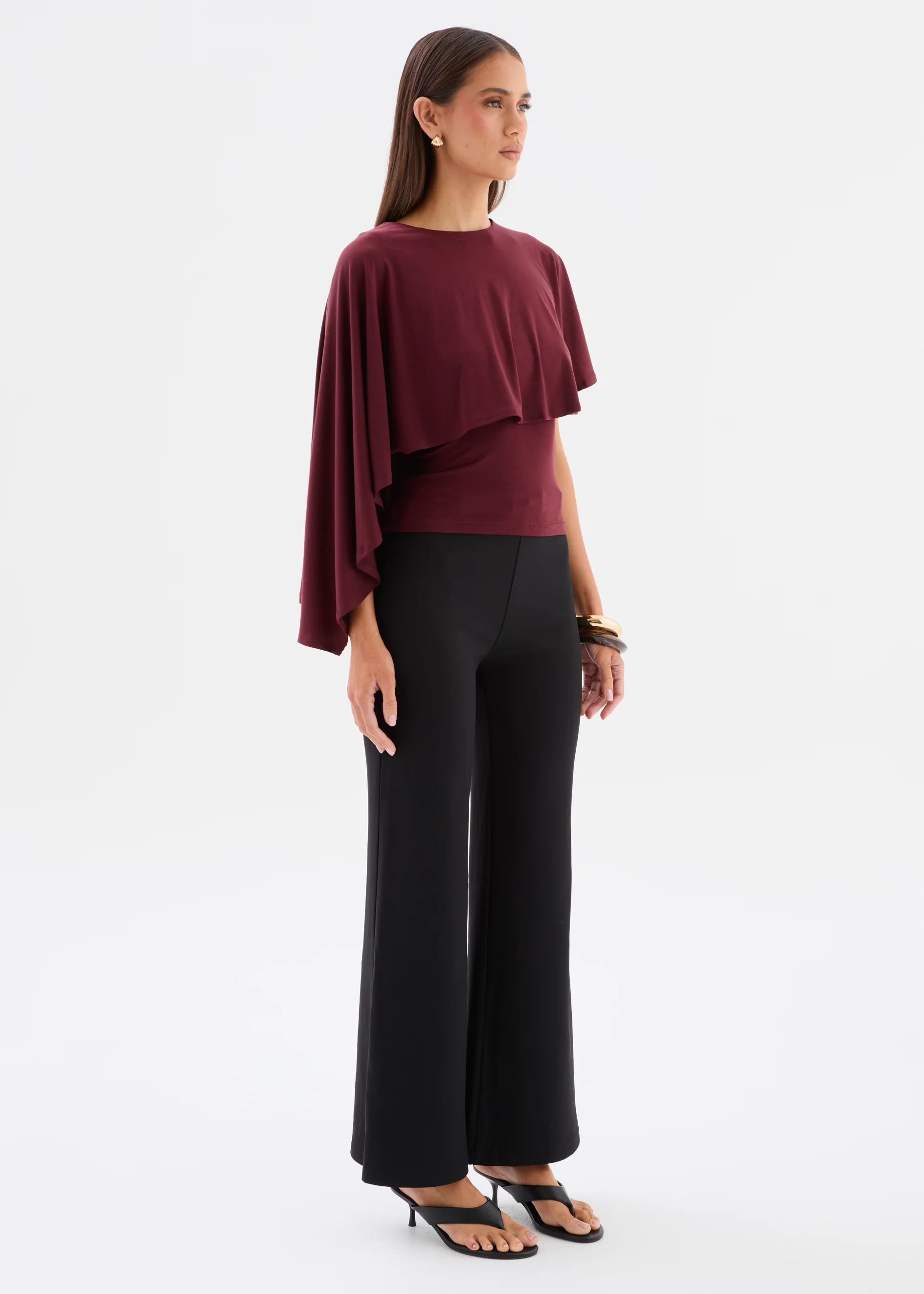 Clarince Cape Top - Cherry Chocolate - Image 4