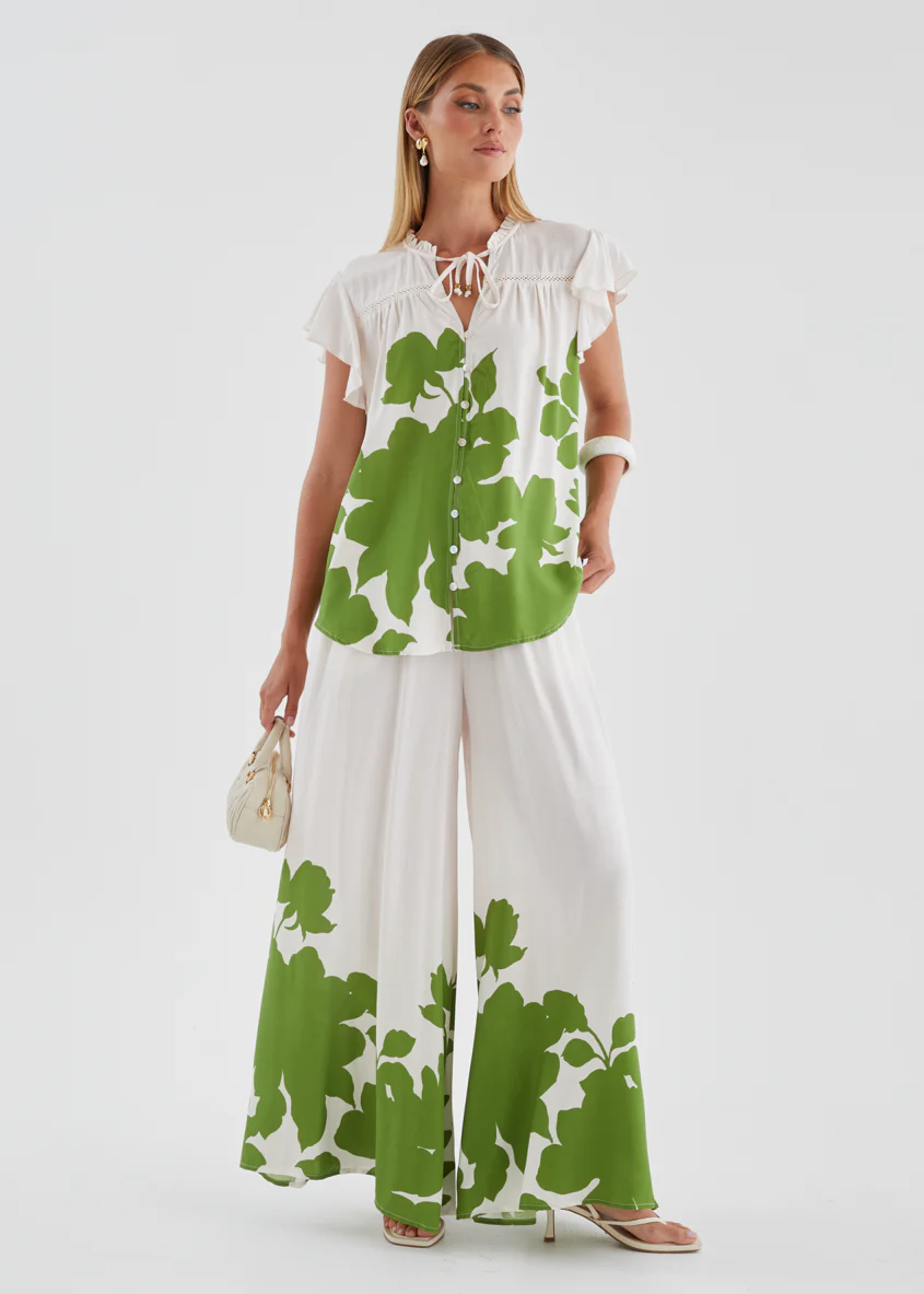 Codey Wide Leg Pants - Matcha Leaf - Image 4
