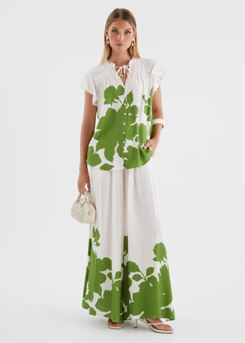 Codey Wide Leg Pants - Matcha Leaf - Image 6