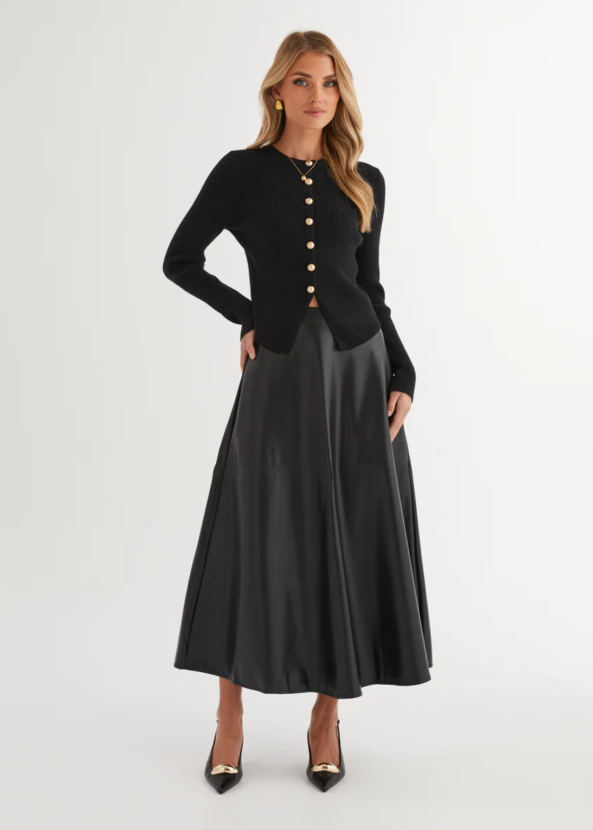 Coltrane PU Midi Skirt - Black - Image 5