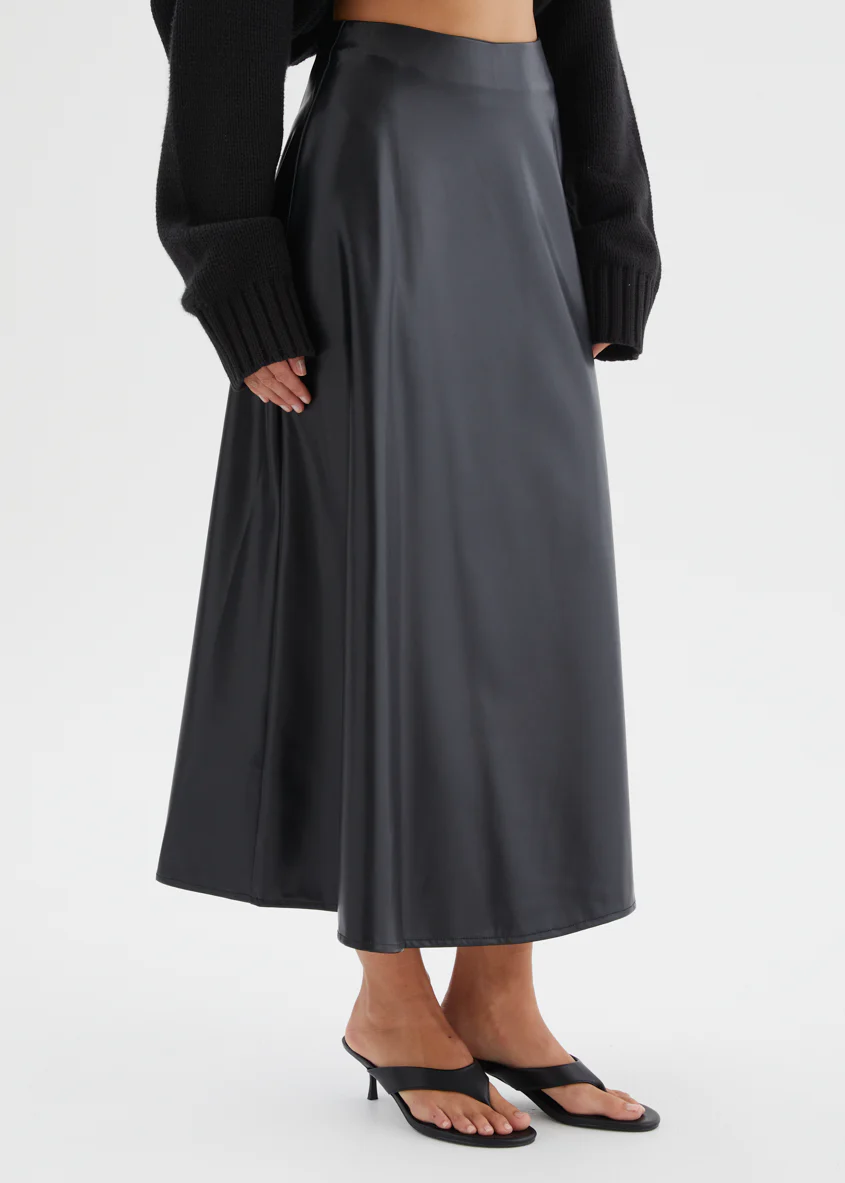 Coltrane PU Midi Skirt - Black - Image 7